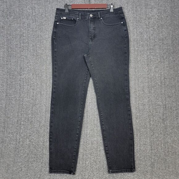 DG2 by Diane Gilman Jeans Womens 12 Black Skinny Tummy Control Stretch Denim - Picture 1 of 13